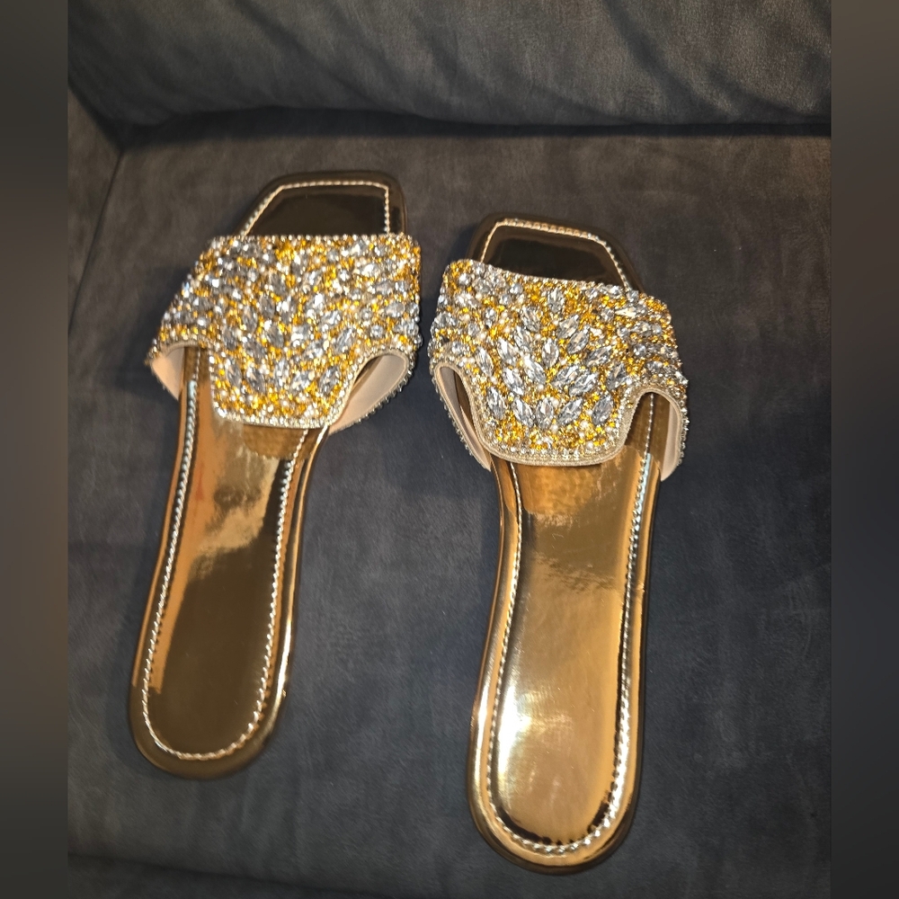 Elegant Gold and Silver Embellished Women's Sandals